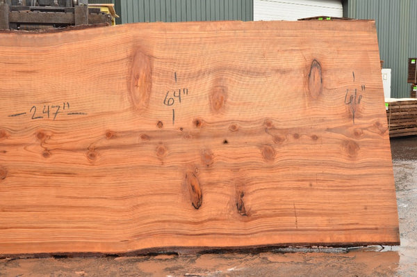 1 Round Redwood Slab Surfaced 60”x55”x2 1/4”