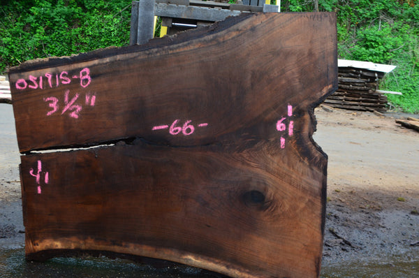 65 long x 12 5/8” - 20.25” wide x 2” thick Black Walnut Live Edge Slab.  Kiln Dried. — Live Edge Wood Slabs Atlanta